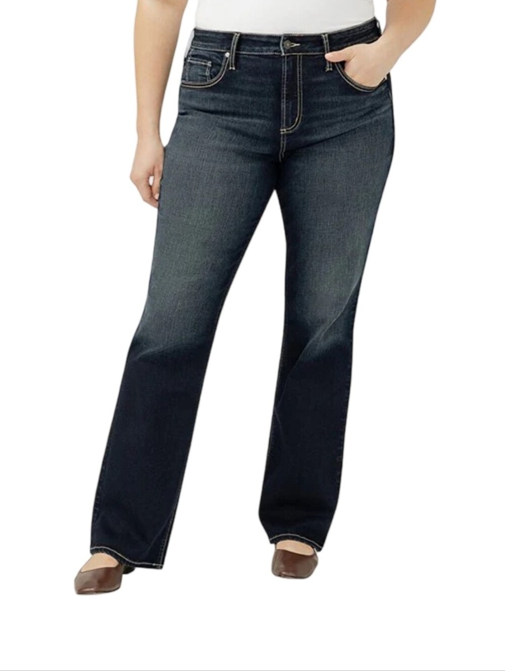Silver Avery Straight Leg High-Rise Jeans in Indigo Dark Wash Plus Size 16 New